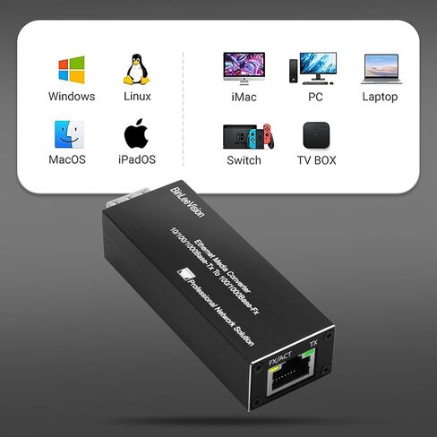 Mini Gigabit Fiber Media Converter Gigabit PoE+ PD 10/100/1000Base-T to SFP Slot Plug & Play Optical Transceiver (Single Unit) Ideal for Surveillance/Network Extension in Kuwait