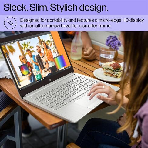 HP Portable Laptop, Student and Business, 14" HD Display, Intel Quad-Core N4120, 16GB DDR4 RAM, 64GB eMMC, 1 Year Office 365, Webcam, RJ-45, HDMI, Wi-Fi, Windows 11 Home, Silver in Kuwait