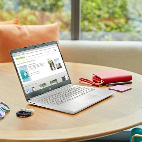HP Portable Laptop, Student and Business, 14" HD Display, Intel Quad-Core N4120, 16GB DDR4 RAM, 64GB eMMC, 1 Year Office 365, Webcam, RJ-45, HDMI, Wi-Fi, Windows 11 Home, Silver in Kuwait