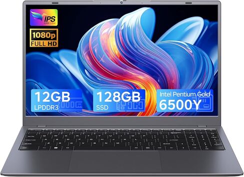 15.6 inch Laptop with Pentium Gold 6500Y(Up to 3.4GHz), 12GB RAM 128GB SSD,1080P Full HD, USB-C,WiFi 5,BT5.0,Gray Computer Laptops for School, Business in Kuwait
