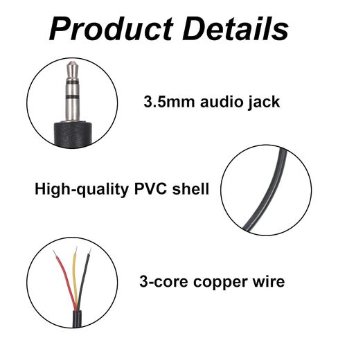 2 Pcs 3.3Ft Jack Plug Connector TRS 3Pole Jack Connector 3.5mm 1/8" Stereo Audio Male Plug to Bare Wire Open End Cable Pigtail Cable for DIY Repair Replacement in Kuwait