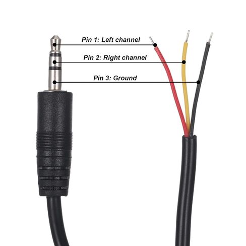 2 Pcs 3.3Ft Jack Plug Connector TRS 3Pole Jack Connector 3.5mm 1/8" Stereo Audio Male Plug to Bare Wire Open End Cable Pigtail Cable for DIY Repair Replacement in Kuwait