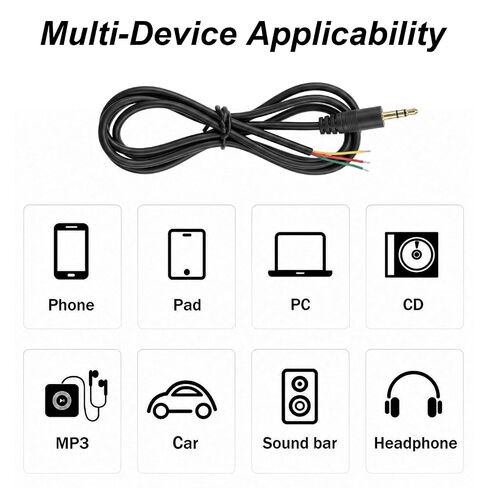 2 Pcs 3.3Ft Jack Plug Connector TRS 3Pole Jack Connector 3.5mm 1/8" Stereo Audio Male Plug to Bare Wire Open End Cable Pigtail Cable for DIY Repair Replacement in Kuwait