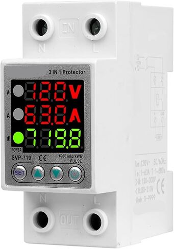 110V 120VAC Din Rail Adjust Over Under Current and Voltage Protective Device Protector Relay 40A 63A Power Consumption kWH Meter in Kuwait