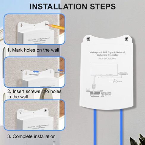 Outdoor Gigabit PoE Ethernet SurgeProtector IEEE802.3Af/At/Bt 1000Mbps, WaterproofOutdoor Ethernet,Lightning Protection 5KA IP65,Wall-Mounted Plug and Play (Network Interface only) in Saudi Arabia