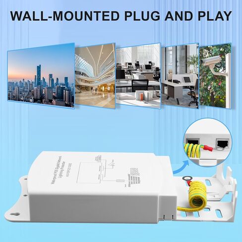 Outdoor Gigabit PoE Ethernet SurgeProtector IEEE802.3Af/At/Bt 1000Mbps, WaterproofOutdoor Ethernet,Lightning Protection 5KA IP65,Wall-Mounted Plug and Play (Network Interface only) in Saudi Arabia