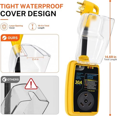oviitech 30 Amp RV Surge Protector,8000J RV Circuit Analyzer with Weatherproof Cover,Full Protection RV Adapter Plug Accessories. in Saudi Arabia