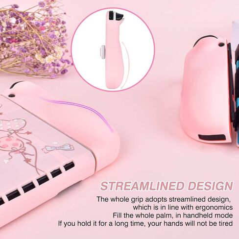 DLseego Sailor Moon Switch OLED حافظة واقية من السيليكون غطاء ناعم مقاوم للصدمات وردي الجلد Joy Con Shell مع 4 قطع من قبعات مقابض إبهام القطط in Kuwait