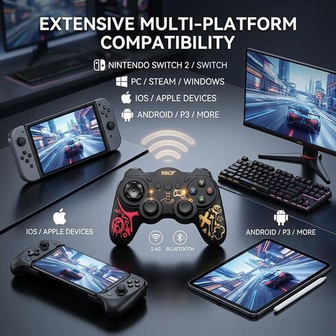 NBCP Wireless Controller for Switch 2, Switch & PC, Hall Effect Joysticks, RGB in Saudi Arabia