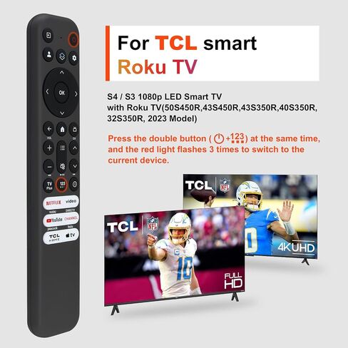 Replacement for TCL TV Remote Control, for TCL-Google/Roku-TV, Compatible with FHD HDR LED QLED 4K UHD Smart TV(No Voice) in Kuwait