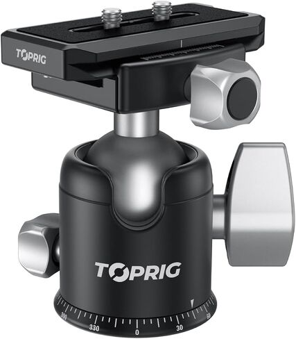 Accsoon Toprig Tripod Ball Head with 36mm Sphere &3 KG Load Capacity, 51 mm ballhead 360° Panoramic Shooting, Arca Swiss Quick Release Plate, Compatible with DSLR/Camcorder/Slider/Monopod in Kuwait