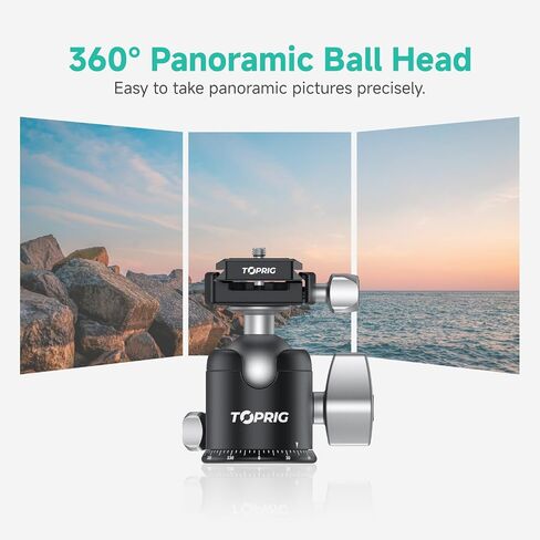 Accsoon Toprig Tripod Ball Head with 36mm Sphere &3 KG Load Capacity, 51 mm ballhead 360° Panoramic Shooting, Arca Swiss Quick Release Plate, Compatible with DSLR/Camcorder/Slider/Monopod in Kuwait