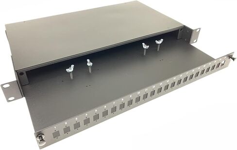 Unloaded 1U 19" 24 Port SC Simplex/LC Duplex Fiber Optic Rack Mount Enclosure Fiber Patch Panel - Included Splice Trays/Cable Spool/Fusion Protector Sleeve -Made of Aluminum Alloy in Kuwait