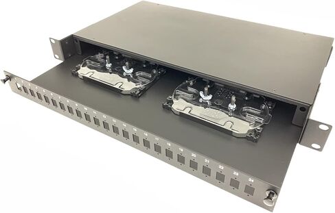 Unloaded 1U 19" 24 Port SC Simplex/LC Duplex Fiber Optic Rack Mount Enclosure Fiber Patch Panel - Included Splice Trays/Cable Spool/Fusion Protector Sleeve -Made of Aluminum Alloy in Kuwait