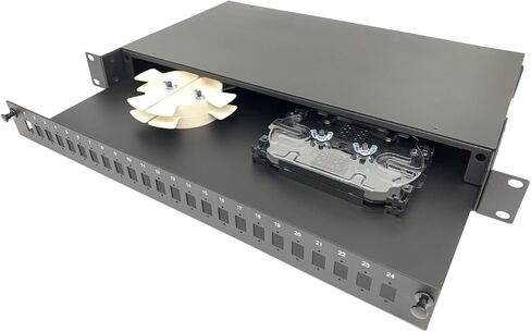 Unloaded 1U 19" 24 Port SC Simplex/LC Duplex Fiber Optic Rack Mount Enclosure Fiber Patch Panel - Included Splice Trays/Cable Spool/Fusion Protector Sleeve -Made of Aluminum Alloy in Kuwait