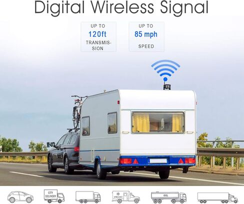Digital Wireless Backup Camera System Kit,HD 1080P & IP69 Waterproof Wireless Reverse Rear View Camera + 7’’ DVR Split Touch Monitor, Recording for RV/Truck/Trailer/Motorhome-ZEROXCLUB B701 in Kuwait