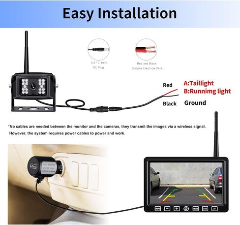 Digital Wireless Backup Camera System Kit,HD 1080P & IP69 Waterproof Wireless Reverse Rear View Camera + 7’’ DVR Split Touch Monitor, Recording for RV/Truck/Trailer/Motorhome-ZEROXCLUB B701 in Kuwait