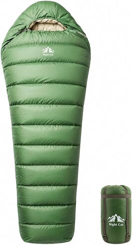 Night Cat Down Sleeping Bag: 600 Fill Power Duck Down 32-59 ℉ Backpacking Mummy Sleeping Bags Ultralight for Adults Outdoor Camping Hiking in Kuwait