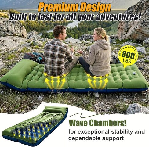FUN PAC Camping Sleeping Pad,Ultralight Camping Mattress with Pillow, Built-in Foot Pump Inflatable Sleeping Pad Compact for Camping,Backpacking, Hiking,Traveling in Kuwait