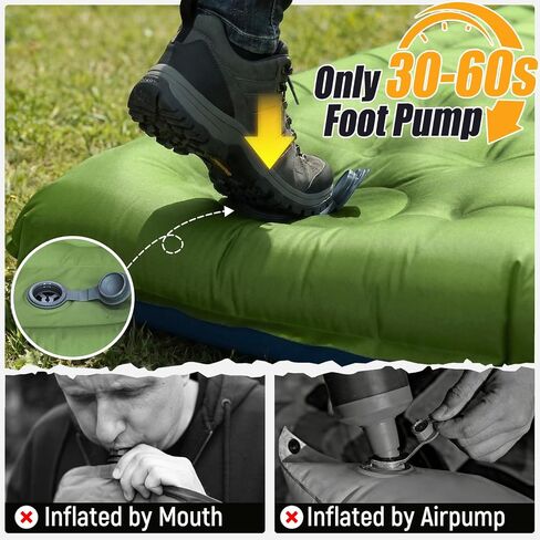 FUN PAC Camping Sleeping Pad,Ultralight Camping Mattress with Pillow, Built-in Foot Pump Inflatable Sleeping Pad Compact for Camping,Backpacking, Hiking,Traveling in Kuwait