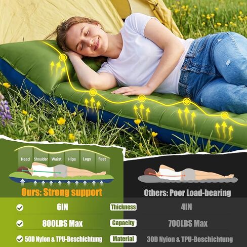 FUN PAC Camping Sleeping Pad,Ultralight Camping Mattress with Pillow, Built-in Foot Pump Inflatable Sleeping Pad Compact for Camping,Backpacking, Hiking,Traveling in Kuwait