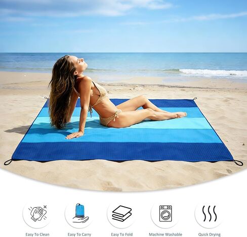 Beach Blanket - Extra Large Beach Mat Sandproof & Waterproof Sand Free Mat, Lightweight Durable Camping Blanket for Outdoor Picnic, Travel, Camping, Hiking in Kuwait