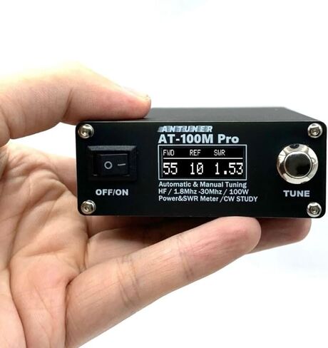 AT100M Pro Antenna Tuner 1.8Mhz-30Mhz Automatic Manual Tuning Device 100W Power Meter SWR Meter Morse Code in Kuwait