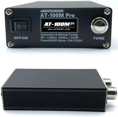 AT100M Pro Antenna Tuner 1.8Mhz-30Mhz Automatic Manual Tuning Device 100W Power Meter SWR Meter Morse Code in Kuwait