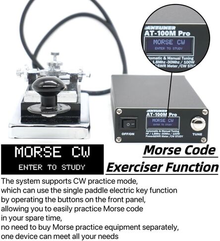 AT100M Pro Antenna Tuner 1.8Mhz-30Mhz Automatic Manual Tuning Device 100W Power Meter SWR Meter Morse Code in Kuwait