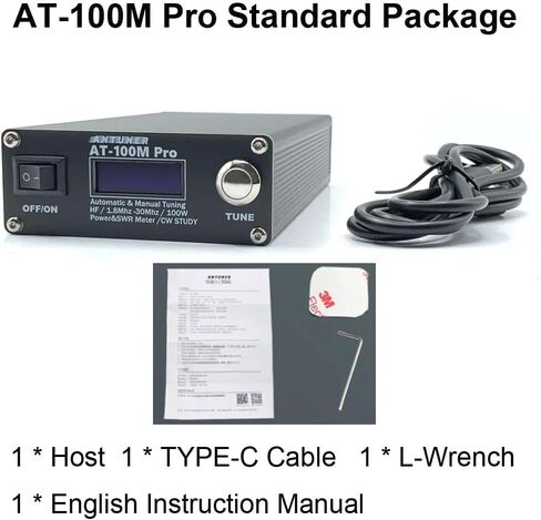 AT100M Pro Antenna Tuner 1.8Mhz-30Mhz Automatic Manual Tuning Device 100W Power Meter SWR Meter Morse Code in Kuwait