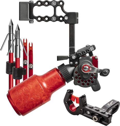 Cajun Winch Pro Reel Bowfishing Kit - Ultimate Bundle Including Winch Pro Reel, 25 Yards of 250 lbs. Line, 2 Arrows W/Piranha Points, Slides, Stops, and Brush Fire Arrow Rest in Kuwait