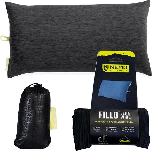 NEMO Equipment Fillo Elite Wide Camping Pillow - Black Pearl/Citron in Saudi Arabia