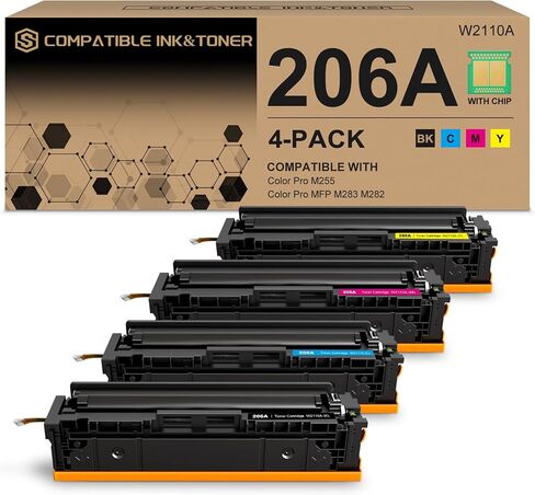 206A Toner Cartridge 4-Pack set Compatible for HP 206A 206X Pro MFP M283fdw in Kuwait