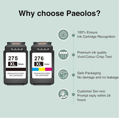 PG-275XL CL-276XL Replacement for Canon 275 and 276 Ink cartridges for Canon Ink 275 and 276 Combo Pack PG275 Black CL276 Color for PIXMA TS3722 TR4720 TR4700 TS3522 TS3500 TR4722 Printer (2-Pack) in Kuwait