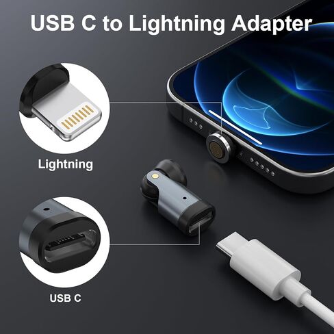 Magnetic USB C to Lightning Adapter, 540 Rotating Fast Charging Connector in Kuwait
