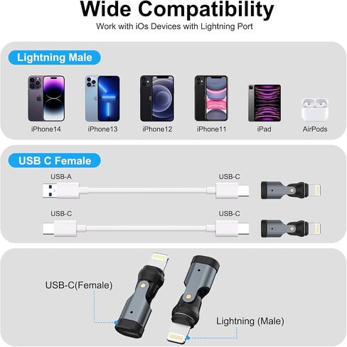 Magnetic USB C to Lightning Adapter, 540 Rotating Fast Charging Connector in Kuwait