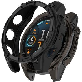 FanTEK Compatible with Garmin Fenix 8 AMOLED - 47mm Smart Watch TPU Cases, Soft Frame Protective Cover Scratch Resistant Shock Absorbing Case, Black in Saudi Arabia