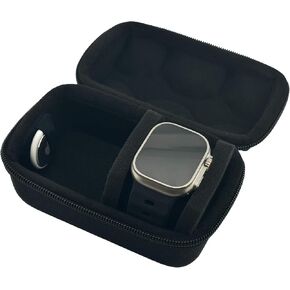 2 Watch Travel Case for Men - Portable Watch Roll Storage Box with Hidden AirTag Holder, Lightweight EVA Hard Shell Watch Organizer for Travel, Black in Saudi Arabia
