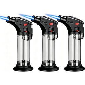 3 Pack Refillable Jet Torch Butane Lighter, Windproof Adjustable Flame Multipurpose Gas Lighter (Gas Not Included) in Kuwait