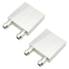 2pcs 40×40×12mm Aluminum Water Cooling Block, Silver Liquid Water Cooler Heat Sink System for PC Computer CPU Graphics Radiator in Kuwait