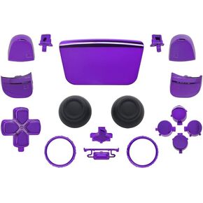Chrome Color Replacement D-pad R1 L1 R2 L2 Triggers Touch Pad Share Options Face Buttons Thumbsticks Full Buttons Clip Shell w/Accent Rings Set for PS5 Playstation Controller (Chrome Purple) in Kuwait