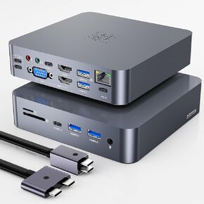 18-in-2 MacBook Docking Station Dual 4K Monitor for M1-M5 Pro/Max, USB C Docking Station with 100W Power Delivery, MacBook Dock with 2 HDMI, VGA, 6 USB, 1Gbps RJ45, USB 3.0 SD/TF, Audio in Kuwait