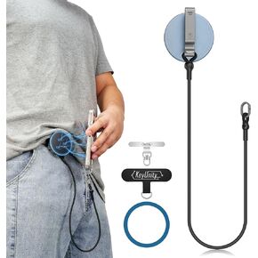 KeyUnity KH01 Magnetic Belt Clip Phone Holder with Anti Theft Lanyard, Quick-Release Hands-Free Access Phone Mount for Belt & Straps, Stretchy Tether for Running Travel Hiking, Compatible with MagSafe in Kuwait