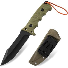 Jasni Survival Hunting Knife with Sheath, Stainless Steel Survival Hunting Bushcraft Full Non-Slip Handle Knife11-inch Fixed Blade Tactical Knife for Camping, Outdoor, Bushcraft in Kuwait
