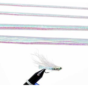 Fly Tying Materials - Mylar Tubing Set for Nymph Scud Flies, 4 Pcs Pearlescent Braid Tube, 2/4/6/8mm Holographic Hollow Round Cord, Polyester Fish Pattern, 1 Meter Per Size in Kuwait