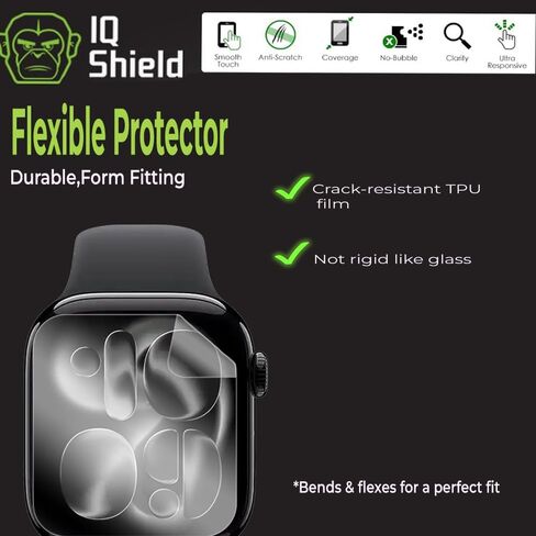 IQShield 6 Pack for Apple Watch Series 11/Series 10 Screen Protector 42mm - Easy Install, Ultra Thin, Smudge Resistant, Anti-Scratch, Anti-Bubble Clear TPU Film in Kuwait
