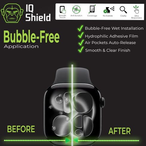 IQShield 6 Pack for Apple Watch Series 11/Series 10 Screen Protector 42mm - Easy Install, Ultra Thin, Smudge Resistant, Anti-Scratch, Anti-Bubble Clear TPU Film in Kuwait
