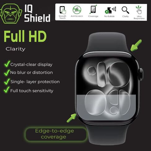 IQShield 6 Pack for Apple Watch Series 11/Series 10 Screen Protector 42mm - Easy Install, Ultra Thin, Smudge Resistant, Anti-Scratch, Anti-Bubble Clear TPU Film in Kuwait