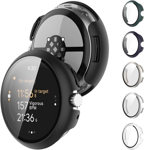 6Pack Hard Case for Google Pixel Watch 3 45mm With Tempered Glass Screen Protector,Shockproof PC Bumper,Full Protective Cover Compatible With Smartwatch Accessories (Google Pixel Watch 3 45mm) in Saudi Arabia