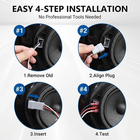 4 PCS Car Speaker Connector Harnesses, 72-7800 2 Pin Audio Modification Adapter, Plug and Play Door Speaker Harness, Compatible with Select Vehicle Models (Gray) in Saudi Arabia